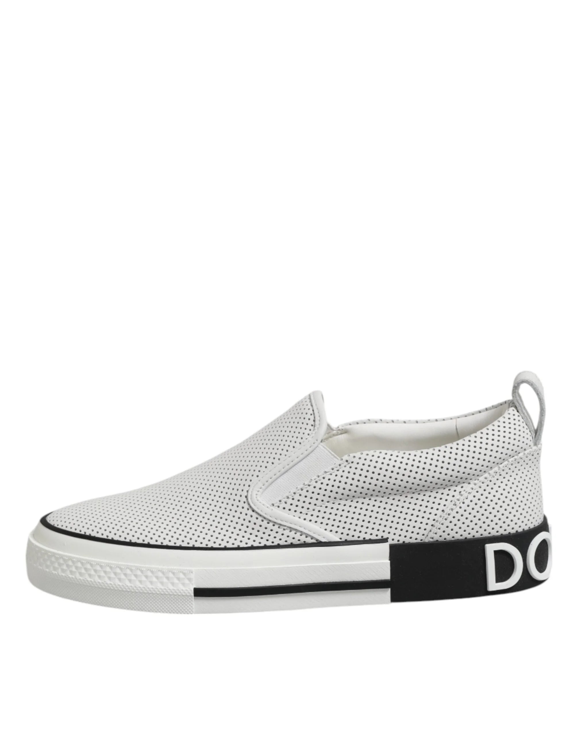 Dolce & Gabbana White Dotted Leather Slip On Men Sneakers Shoes - EU39/US6 - Sneakers