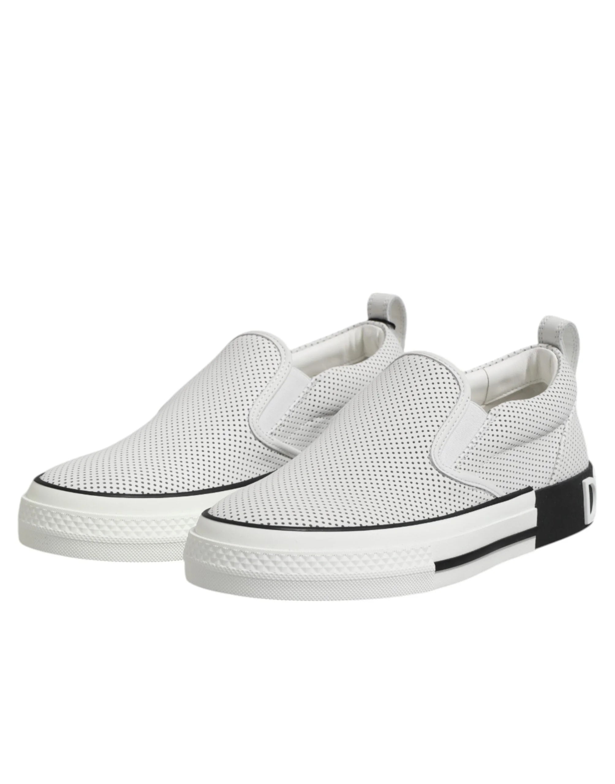 Dolce & Gabbana White Dotted Leather Slip On Men Sneakers Shoes - EU39/US6 - Sneakers
