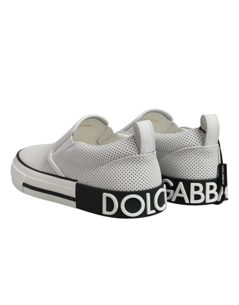 Dolce & Gabbana White Dotted Leather Slip On Men Sneakers Shoes - EU39/US6 - Sneakers