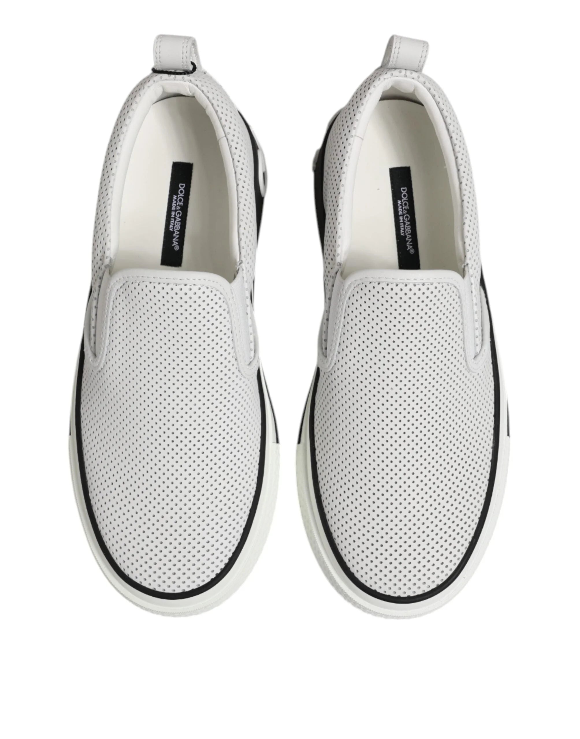 Dolce & Gabbana White Dotted Leather Slip On Men Sneakers Shoes - EU39/US6 - Sneakers