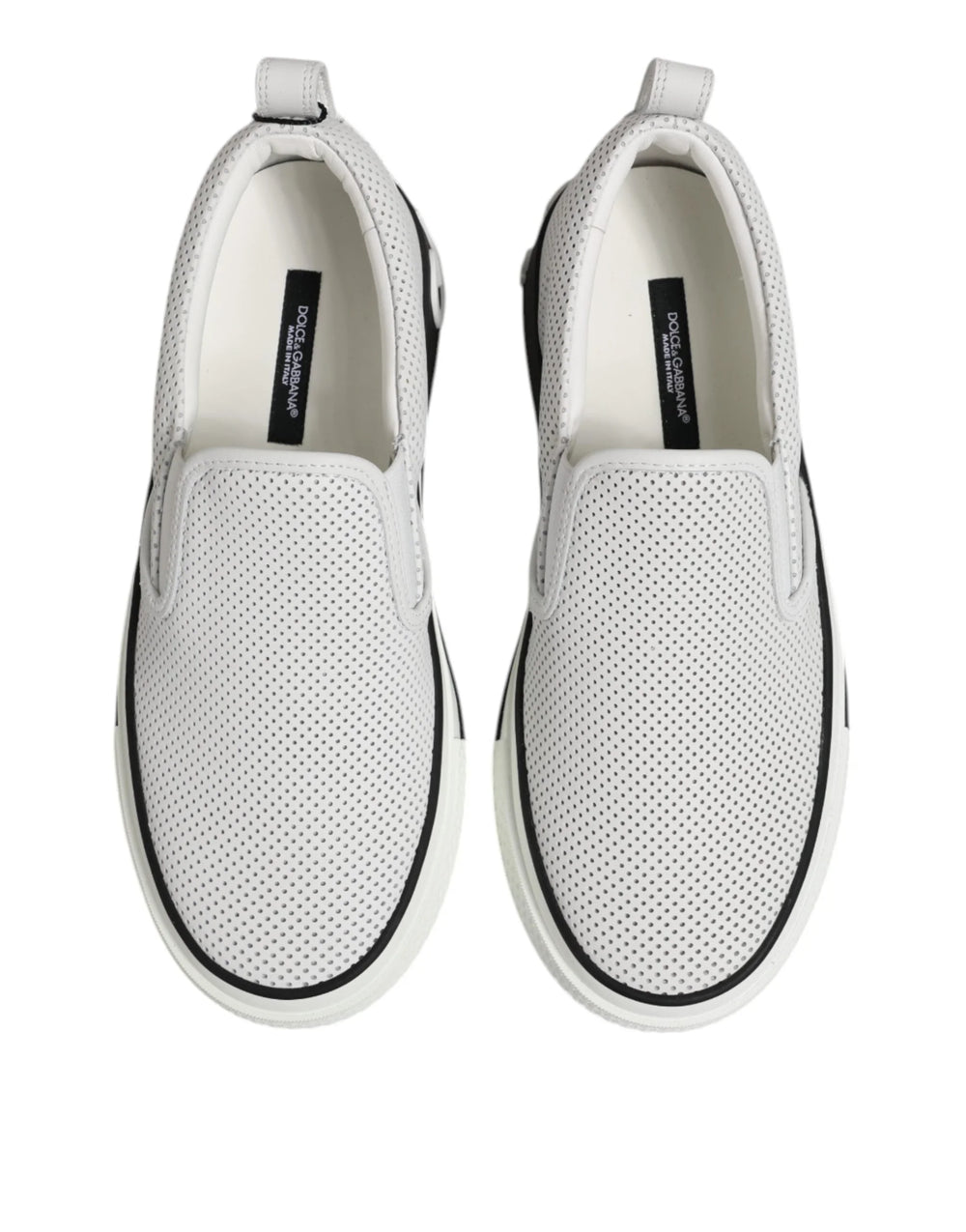 Dolce & Gabbana White Dotted Leather Slip On Men Sneakers Shoes - EU39/US6 - Sneakers