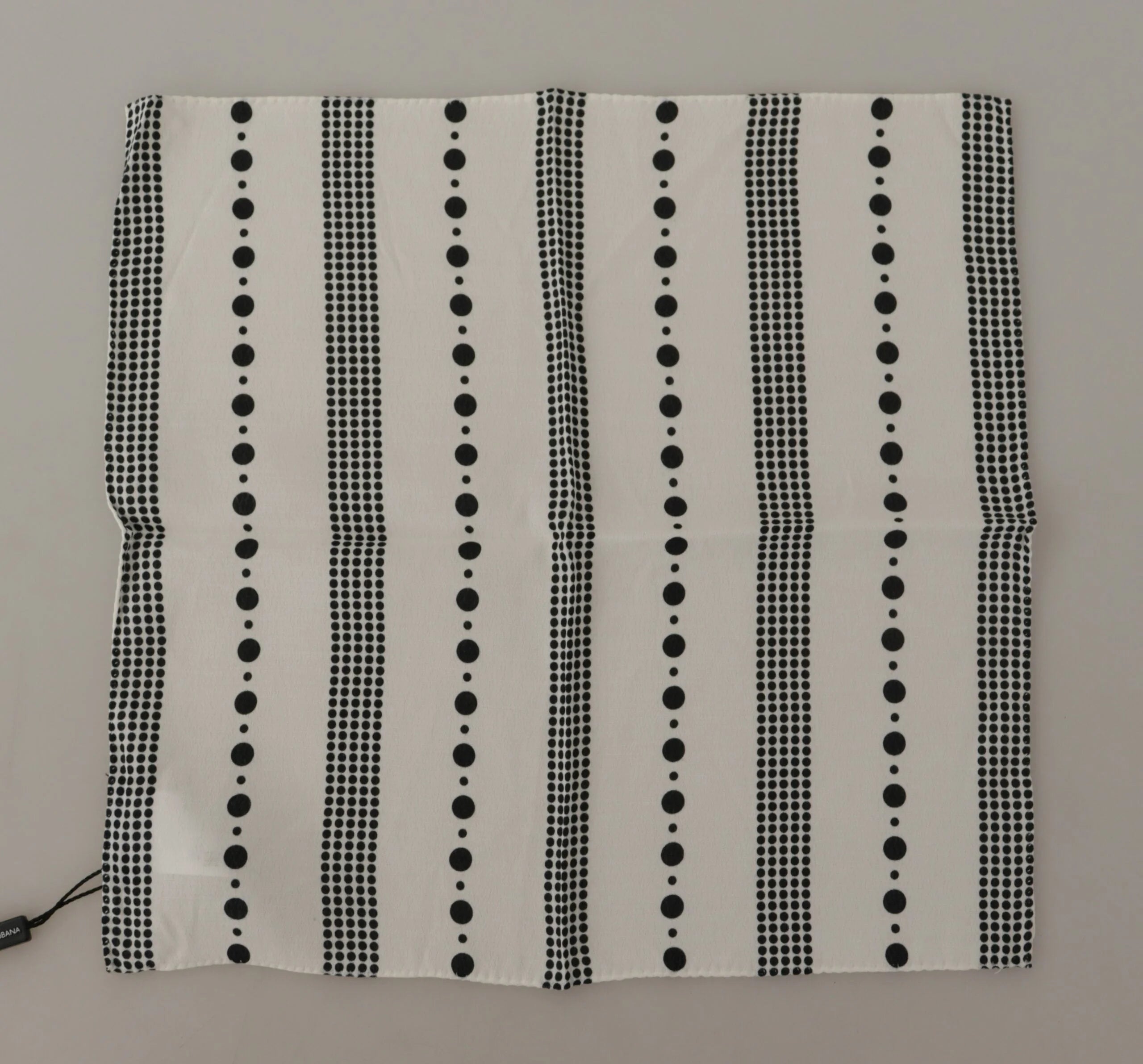 Dolce & Gabbana White Dotted Stripes Square Handkerchief Viscose Scarf - Scarves & Shawls
