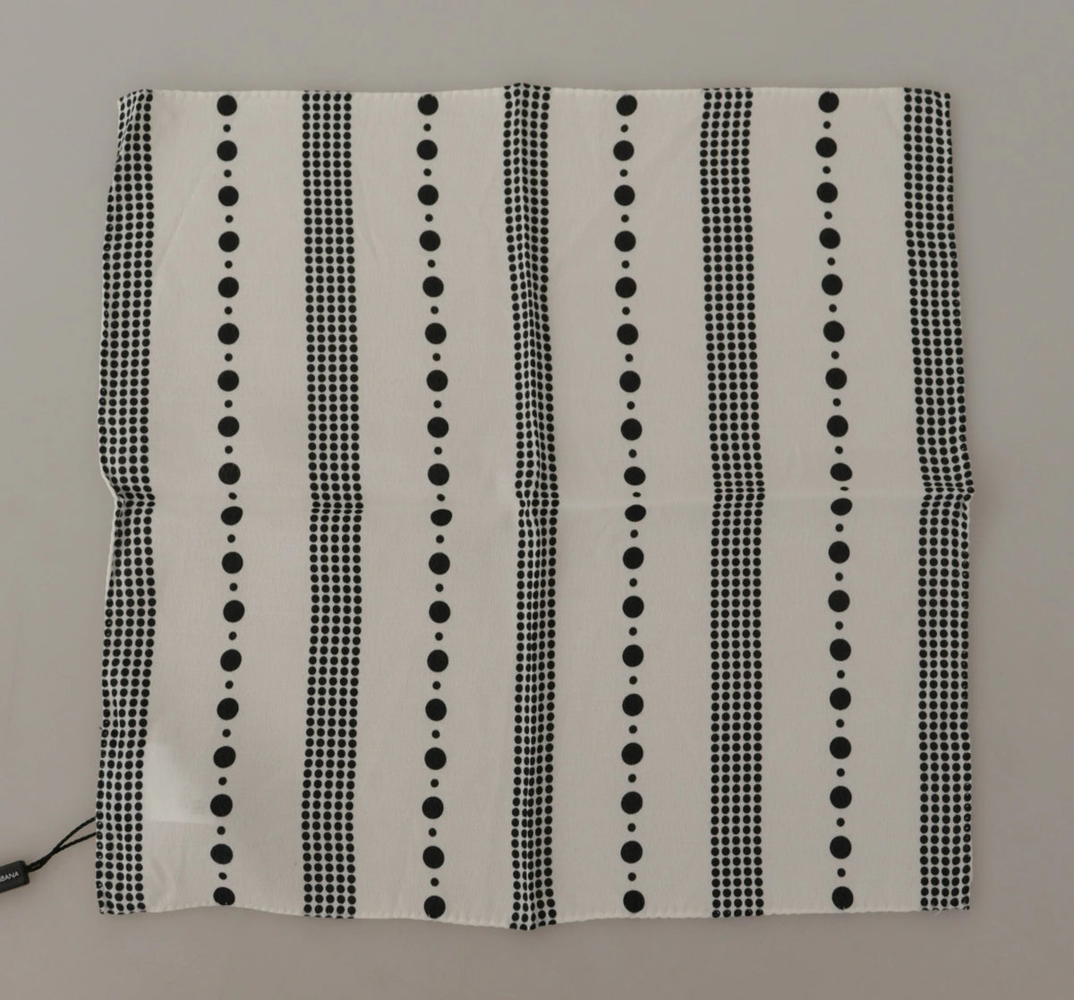 Dolce & Gabbana White Dotted Stripes Square Handkerchief Viscose Scarf - Scarves & Shawls