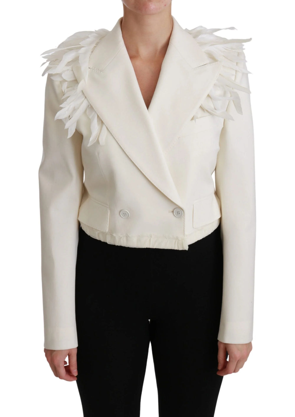 Dolce & Gabbana White Double Breasted Coat Wool Jacket - IT40|S - Sport Jackets