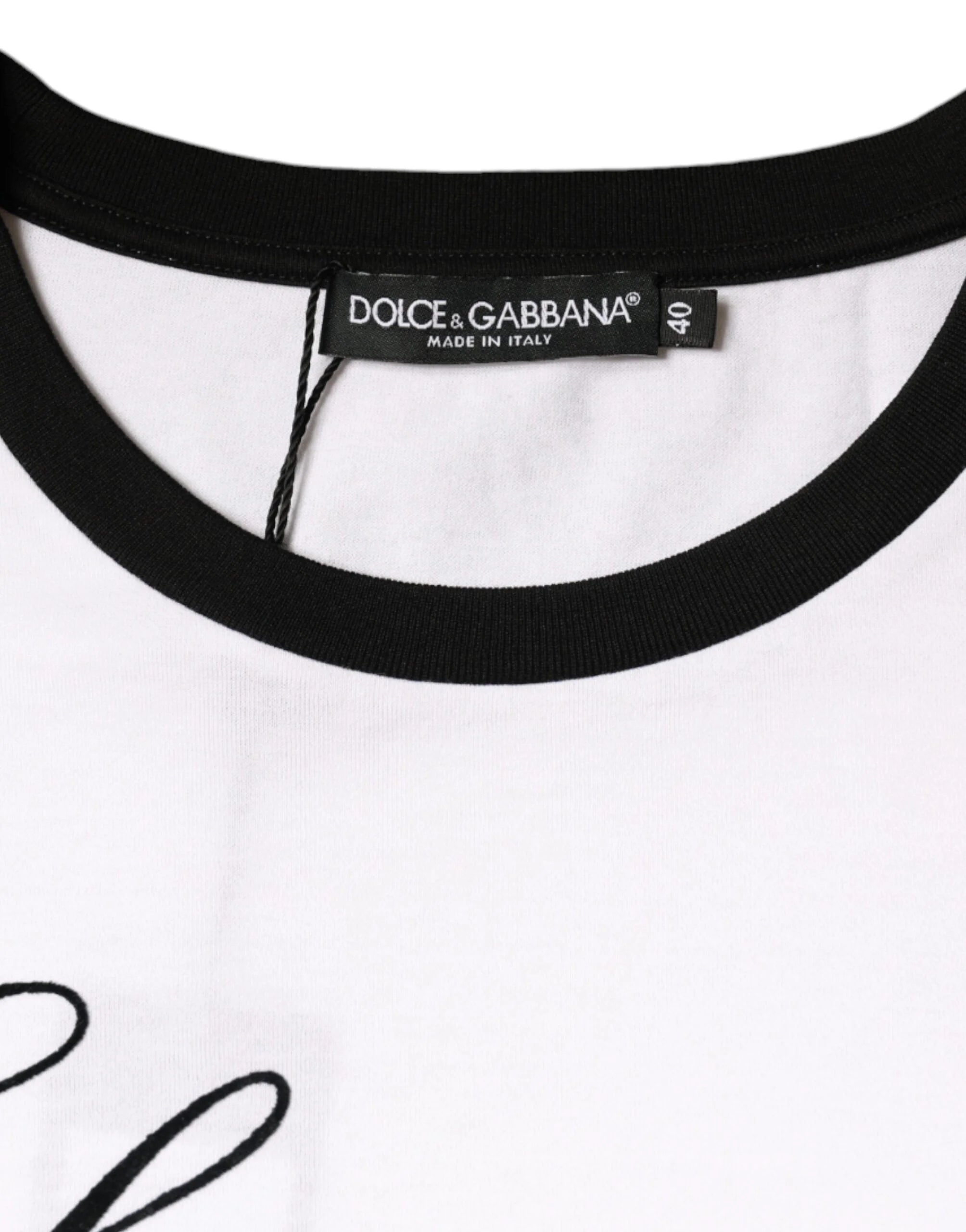 Dolce & Gabbana White Eleganza Print Cotton Short Sleeves T-shirt - IT46|XL - T-Shirts