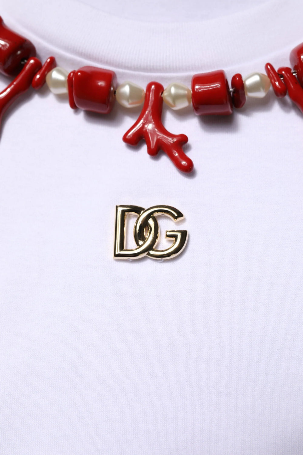 Dolce & Gabbana White Embellished Cotton Crew Neck T-shirt - T-Shirts