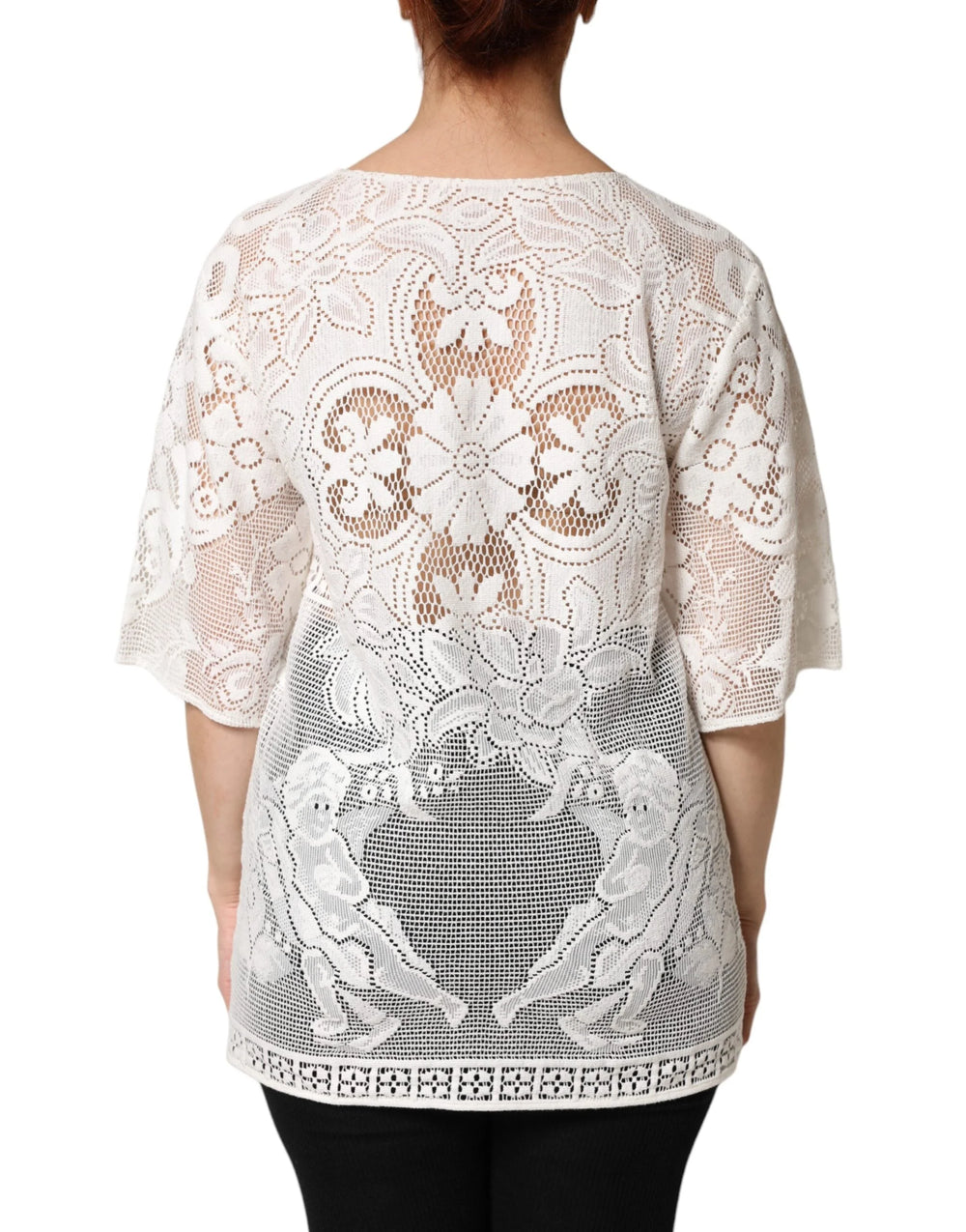 Dolce & Gabbana White Embroidery Lace Cotton Blouse Top - IT36|XXS
