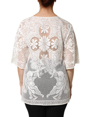 Dolce & Gabbana White Embroidery Lace Cotton Blouse Top - IT36|XXS