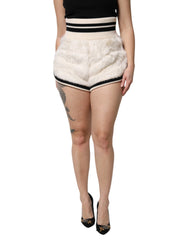 Dolce & Gabbana White Faux Fur High Waisted Hot Pants Short - Shorts