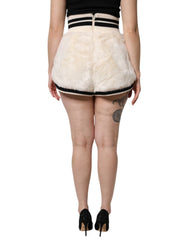 Dolce & Gabbana White Faux Fur High Waisted Hot Pants Short - Shorts