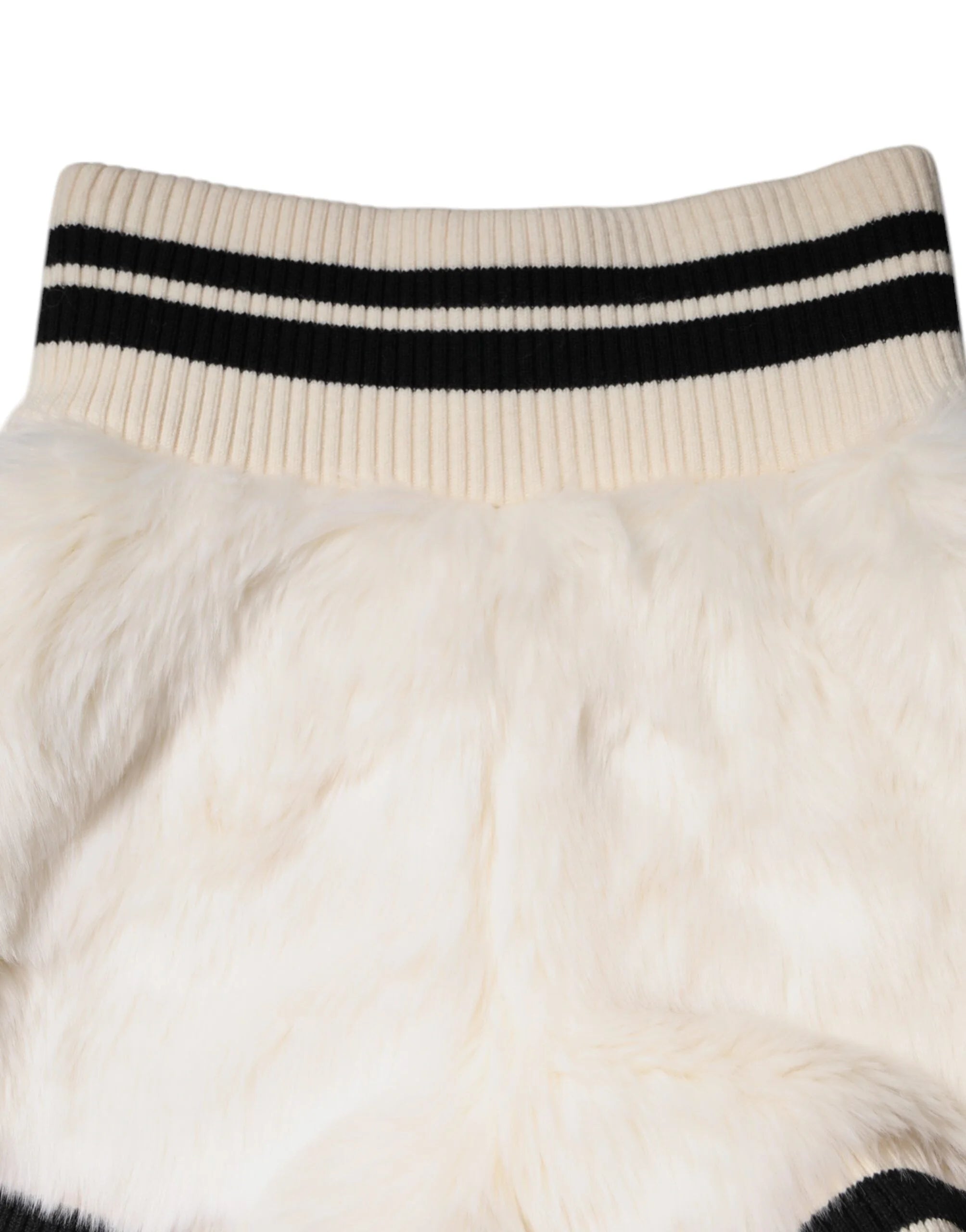 Dolce & Gabbana White Faux Fur High Waisted Hot Pants Short - Shorts