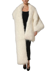 Dolce & Gabbana White Faux Fur Long Sleeves Coat Jacket - IT40|S