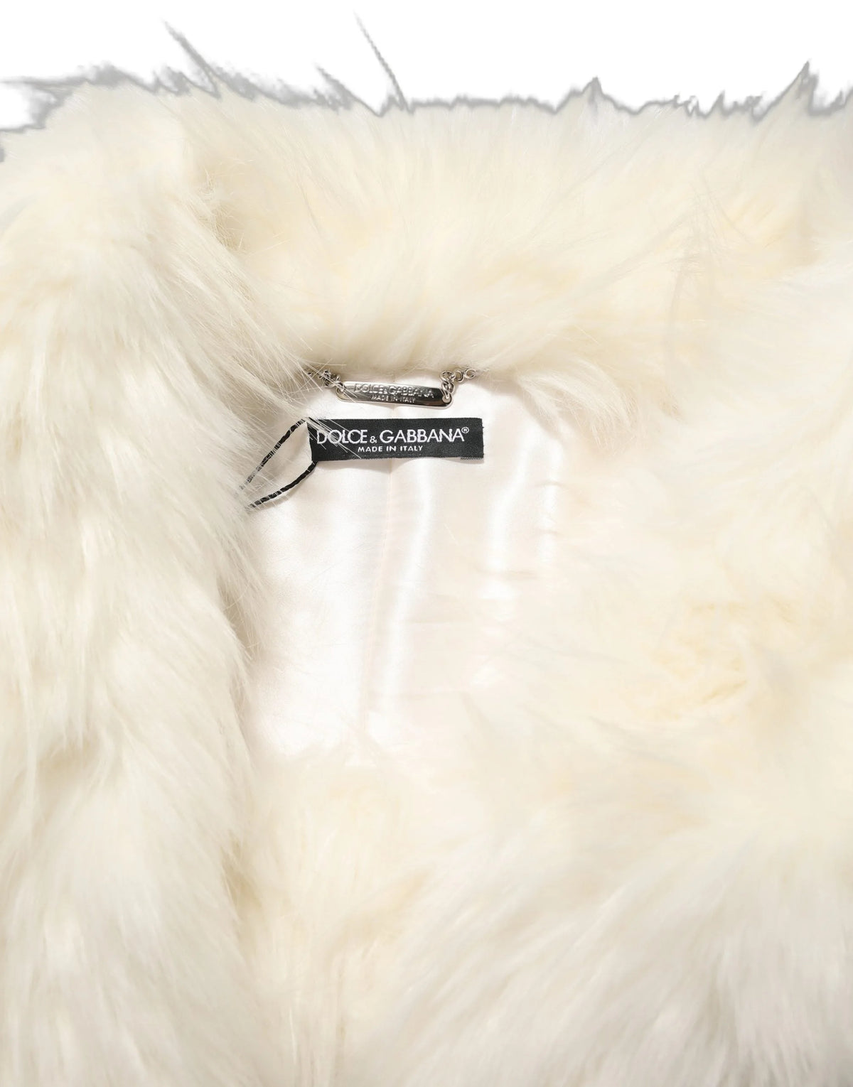 Dolce & Gabbana White Faux Fur Long Sleeves Coat Jacket - IT40|S