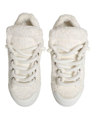 Dolce & Gabbana Weiße Sneaker mit Kunstfellbesatz