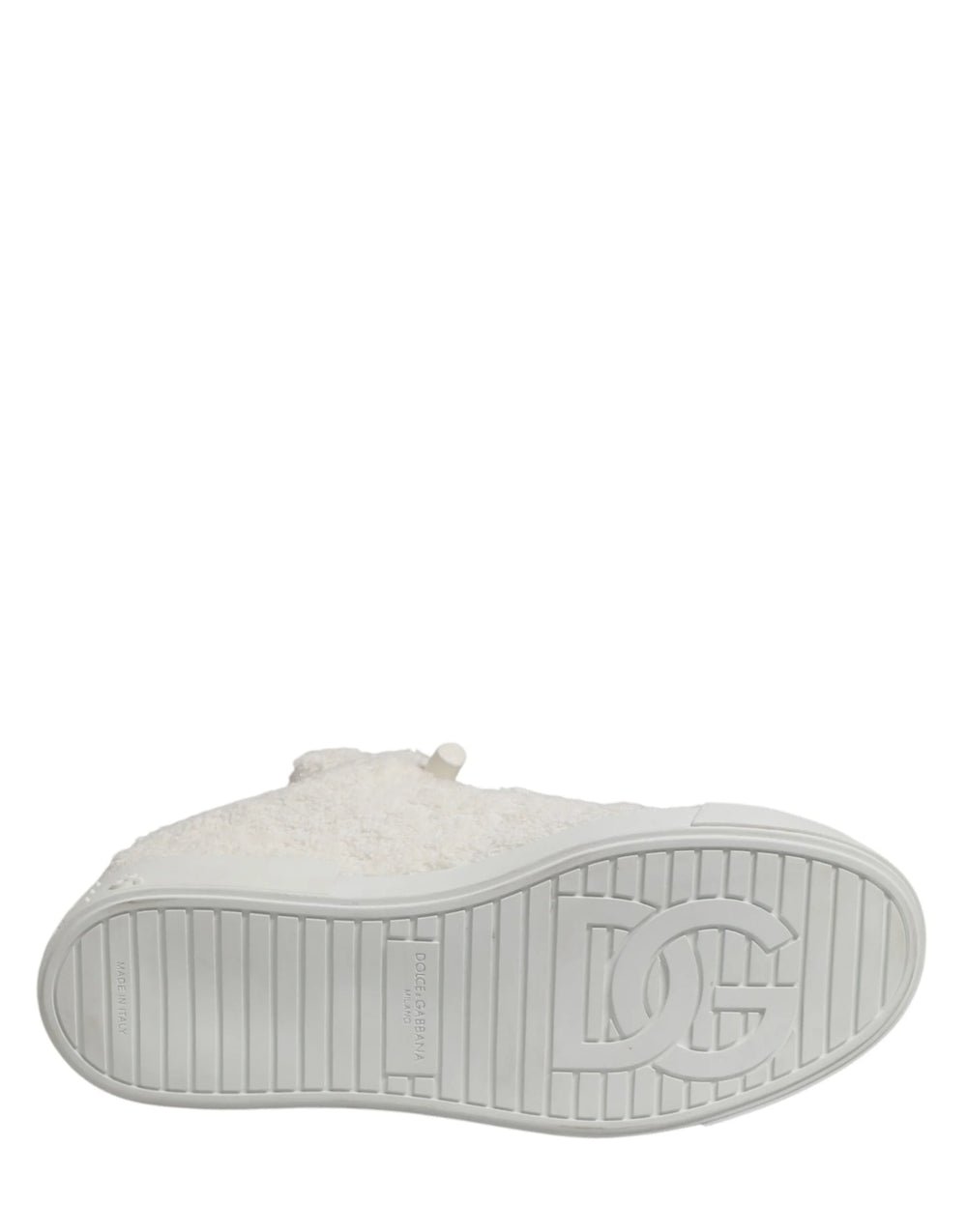 Dolce & Gabbana Weiße Sneaker mit Kunstfellbesatz
