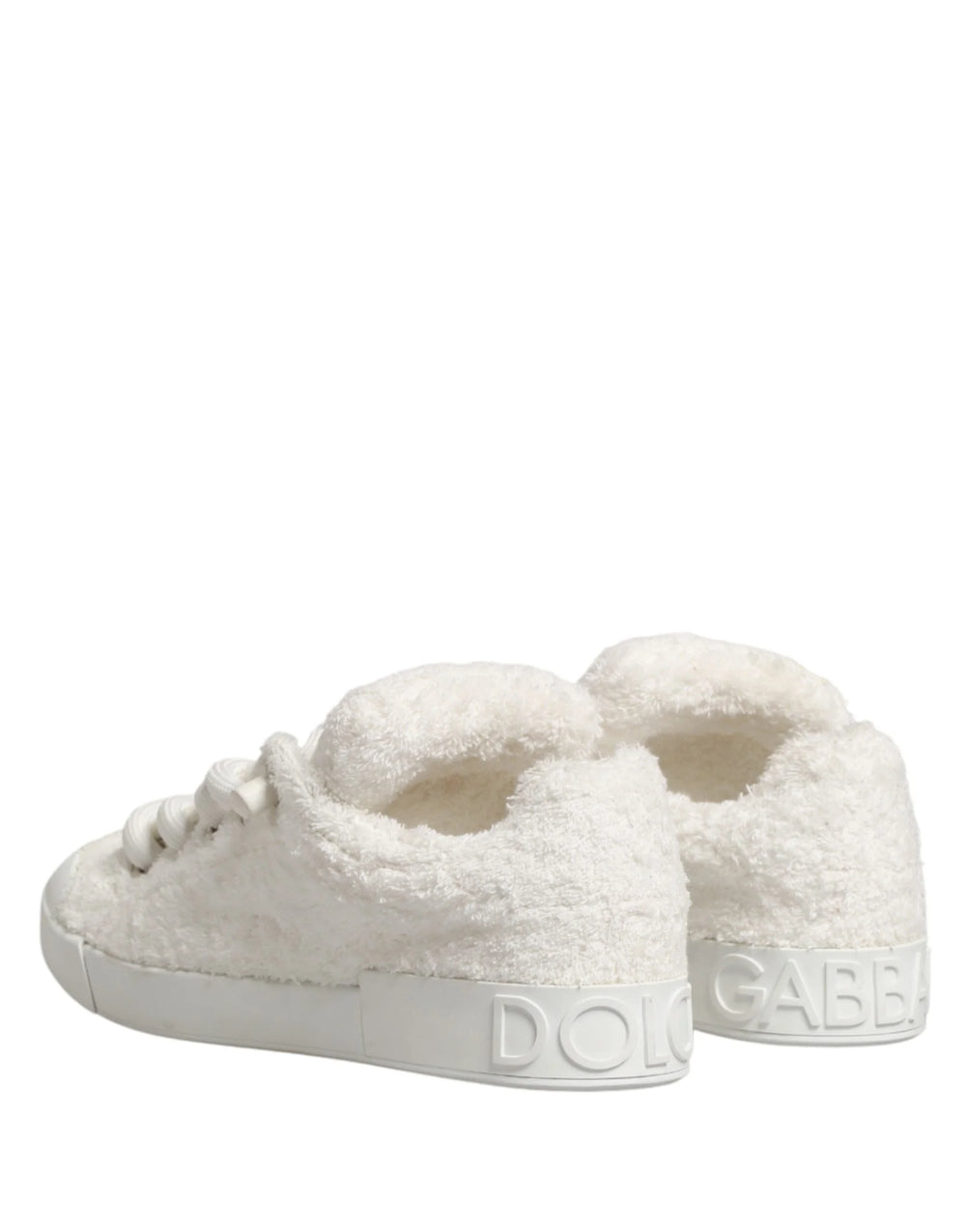 Dolce & Gabbana White Faux Shearling Low Top Sneakers Shoes - EU44/US11