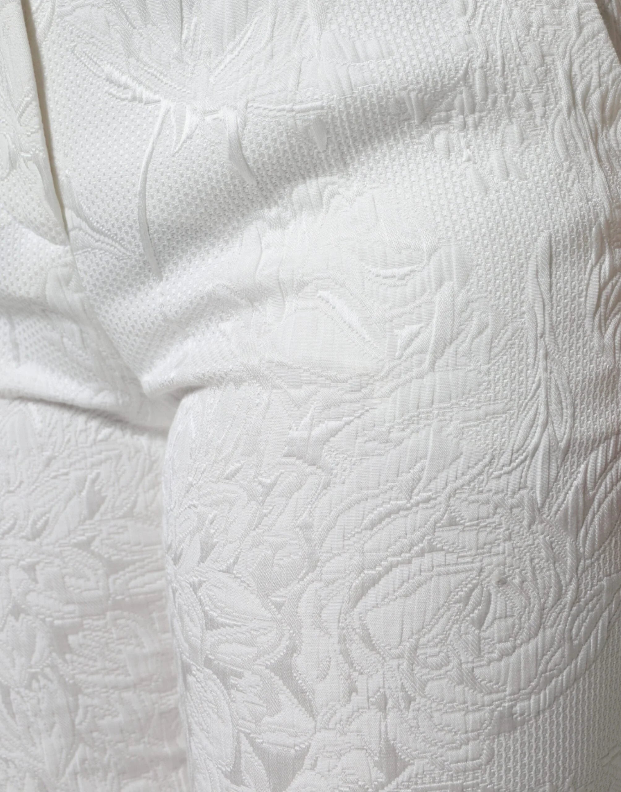 Dolce & Gabbana White Floral Brocade Cotton Cropped Pants - IT40|S - Trousers