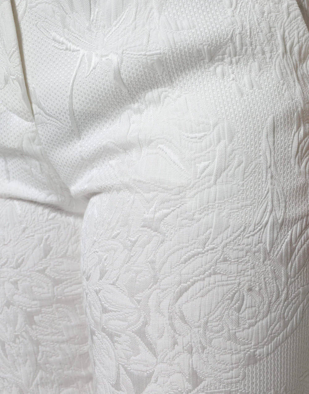 Dolce & Gabbana White Floral Brocade Cotton Cropped Pants - IT40|S - Trousers