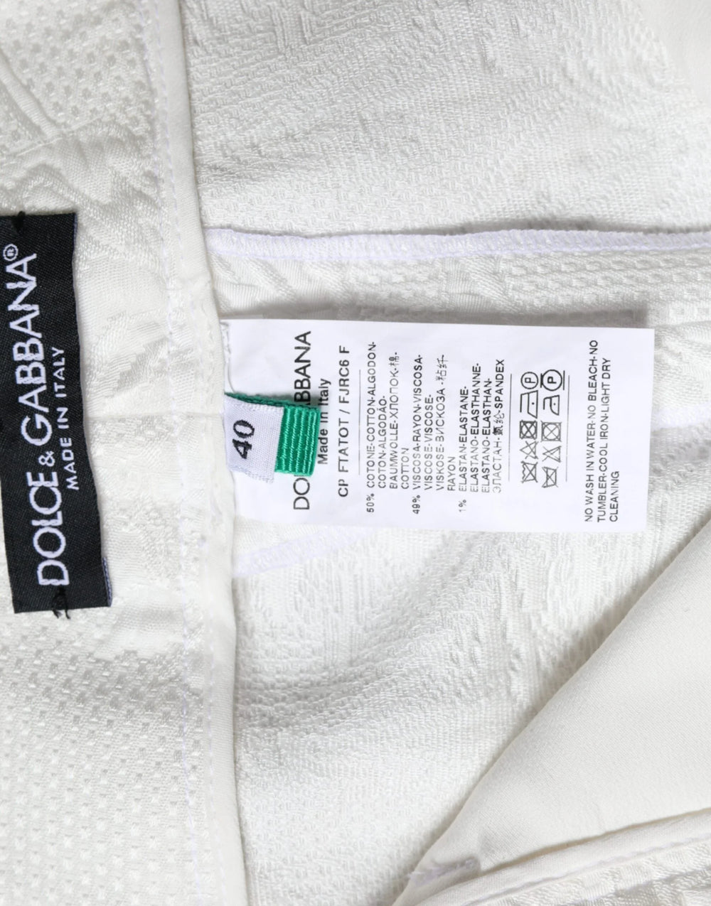 Dolce & Gabbana White Floral Brocade Cotton Cropped Pants - IT40|S - Trousers