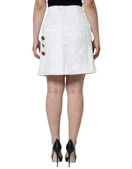 Dolce & Gabbana White Floral Brocade Embellished Mini Skirt - IT44 | L - Skirts