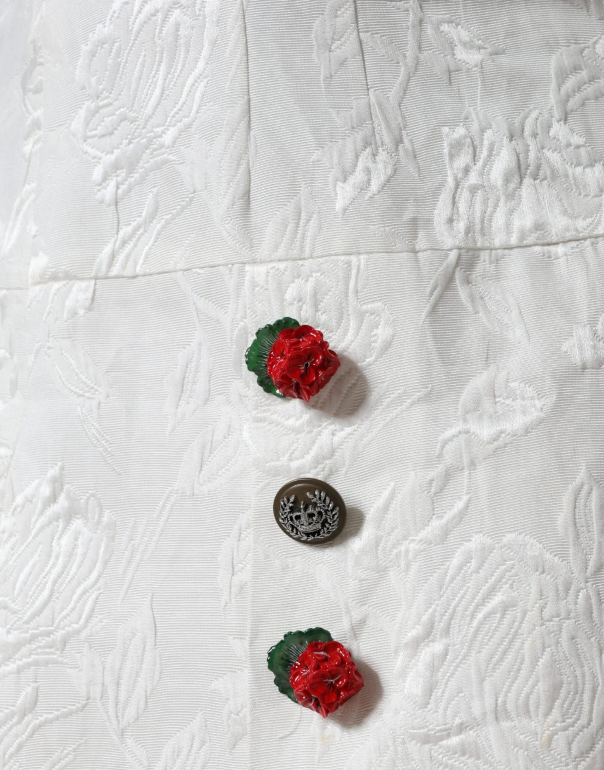 Dolce & Gabbana White Floral Brocade Embellished Mini Skirt - IT44 | L - Skirts