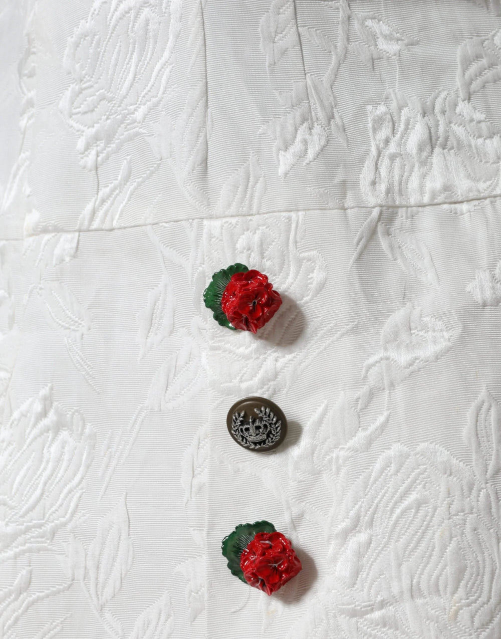 Dolce & Gabbana White Floral Brocade Embellished Mini Skirt - IT44 | L - Skirts