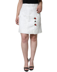 Dolce & Gabbana White Floral Brocade Embellished Mini Skirt - IT44 | L - Skirts