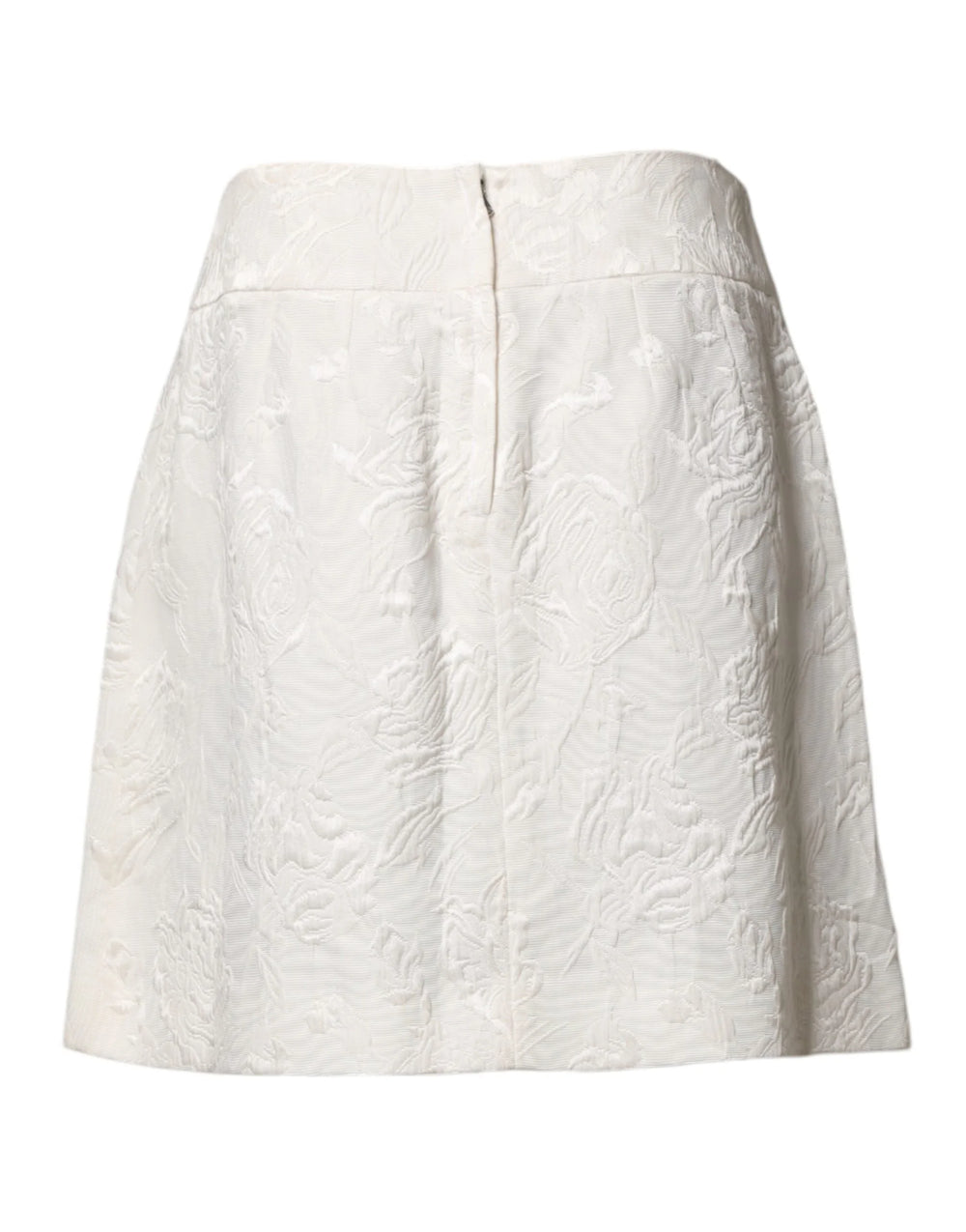 Dolce & Gabbana White Floral Brocade High Waist Mini Skirt - IT40|S