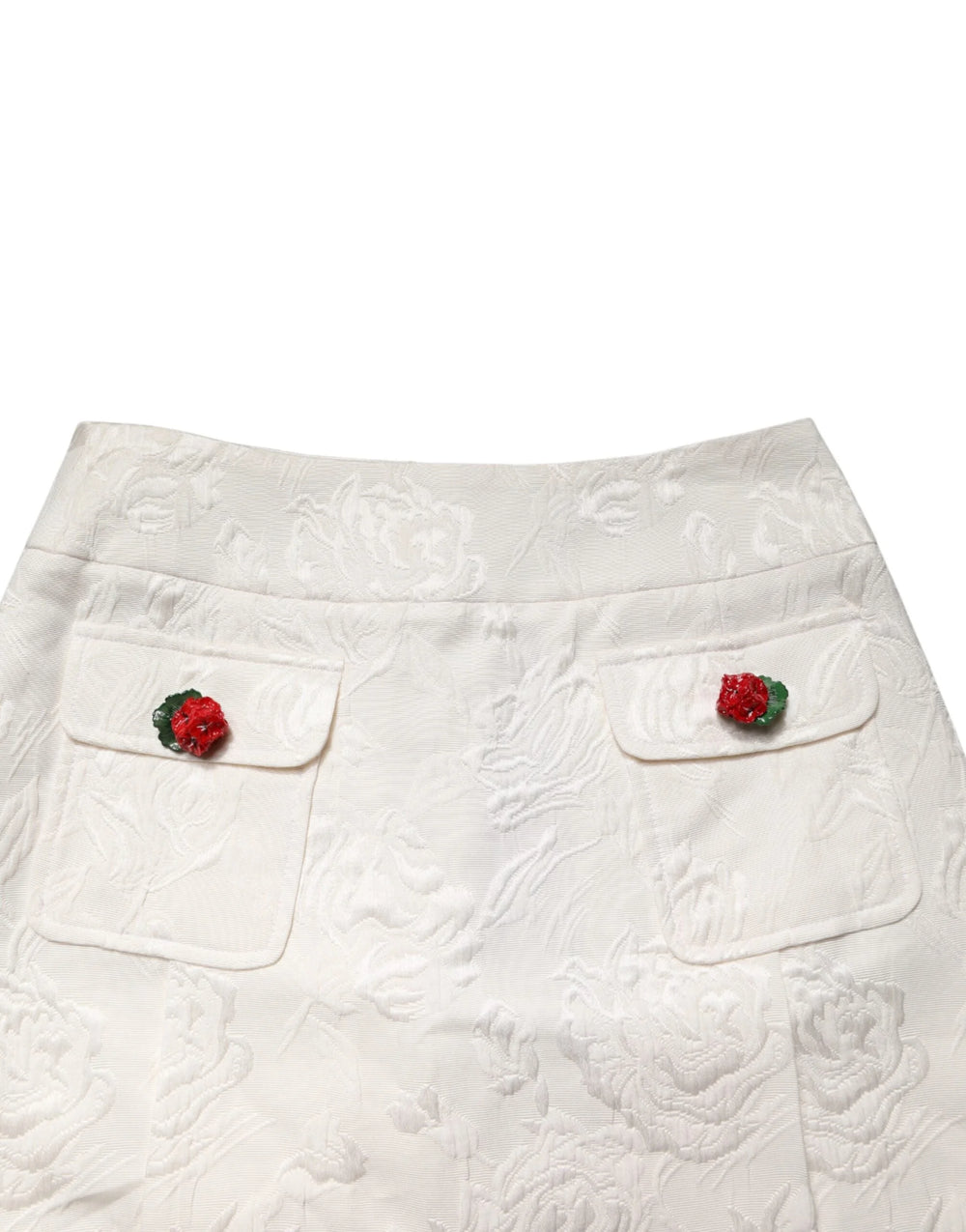 Dolce & Gabbana White Floral Brocade High Waist Mini Skirt - IT40|S