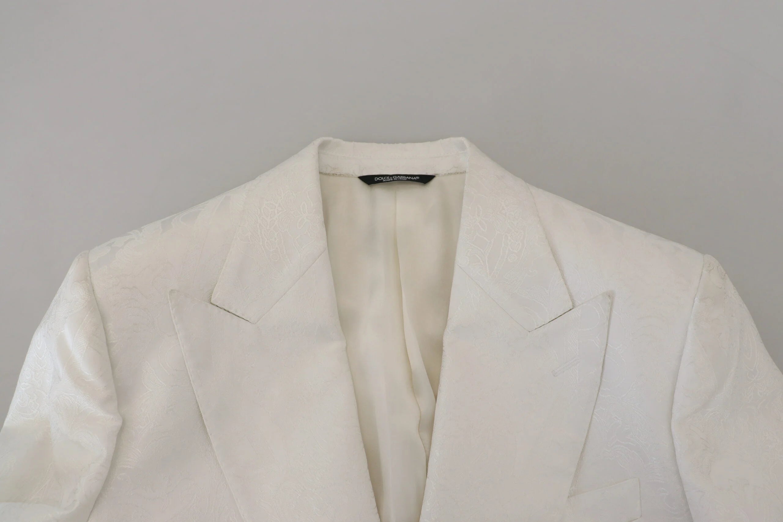 Dolce & Gabbana White Floral Brocade Trench Coat Jacket - IT48 | M - Trench Coats