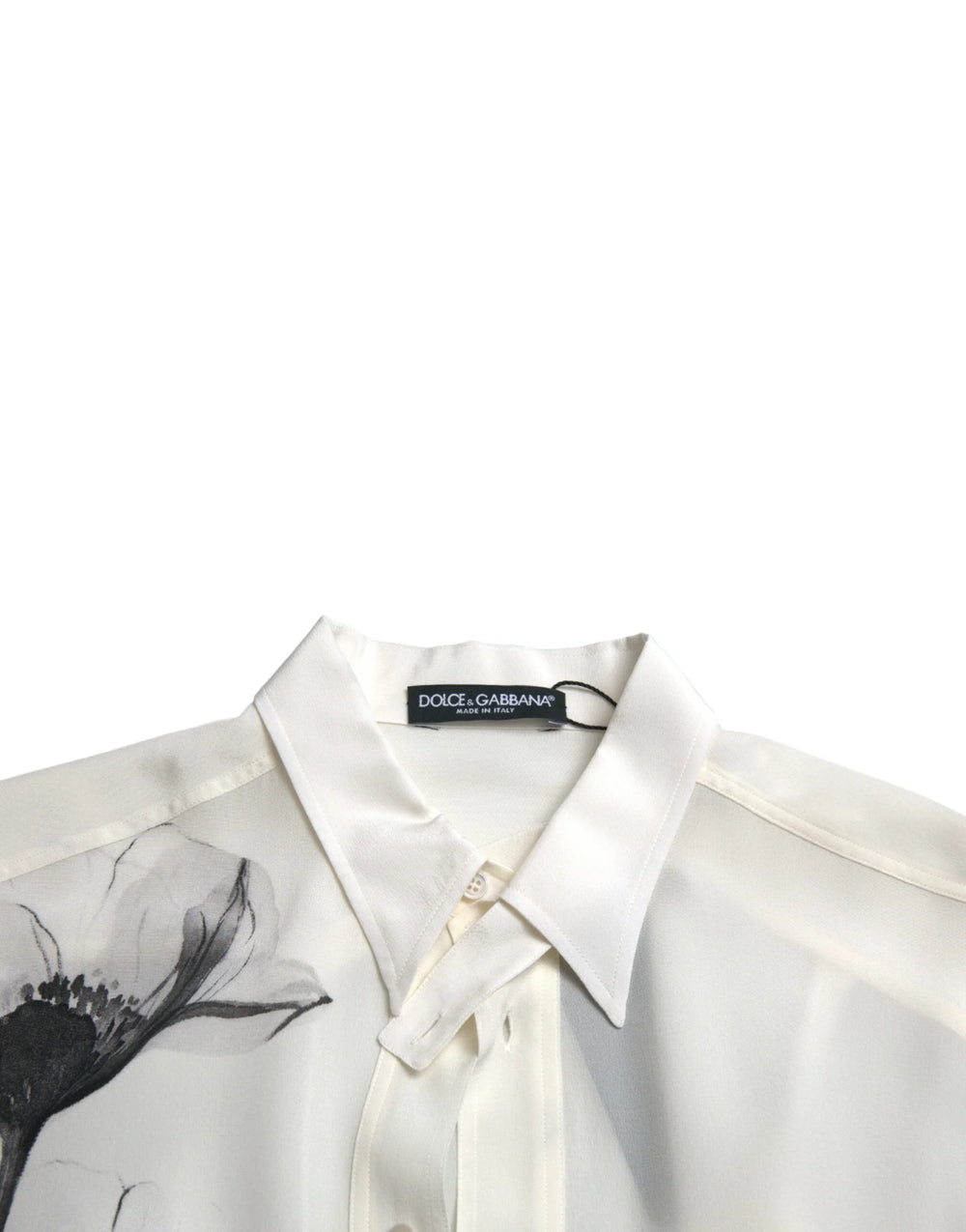 Dolce & Gabbana White Floral Collared Dress Silk Shirt - IT40 | M - Shirts