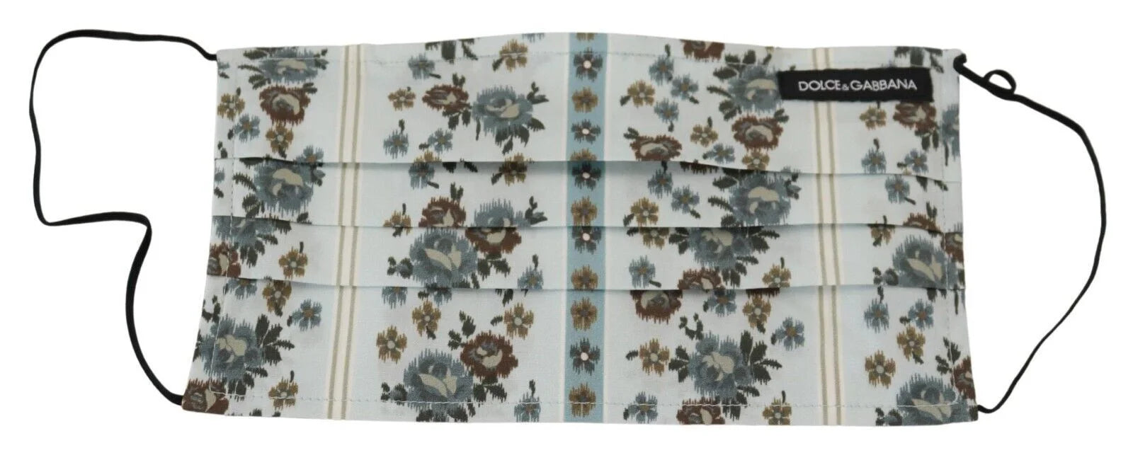 Dolce & Gabbana White Floral Cotton Pleated Elastic Ear Strap Face Mask - Fashion Face Masks