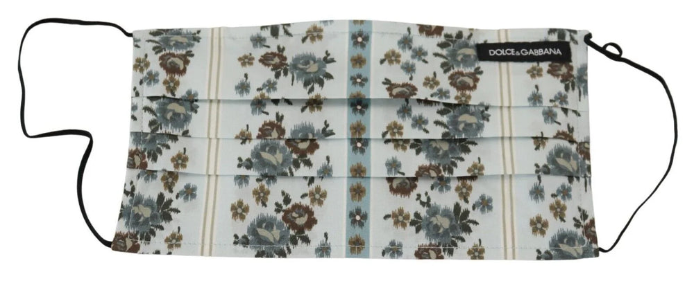 Dolce & Gabbana White Floral Cotton Pleated Elastic Ear Strap Face Mask - Fashion Face Masks