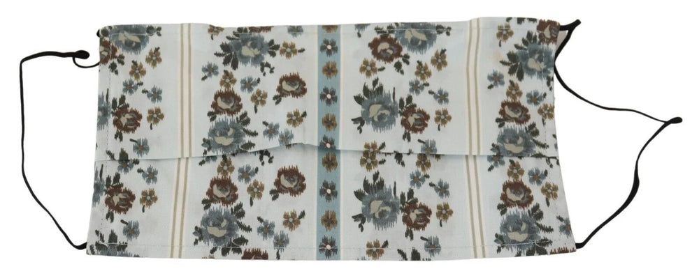 Dolce & Gabbana White Floral Cotton Pleated Elastic Ear Strap Face Mask - Fashion Face Masks