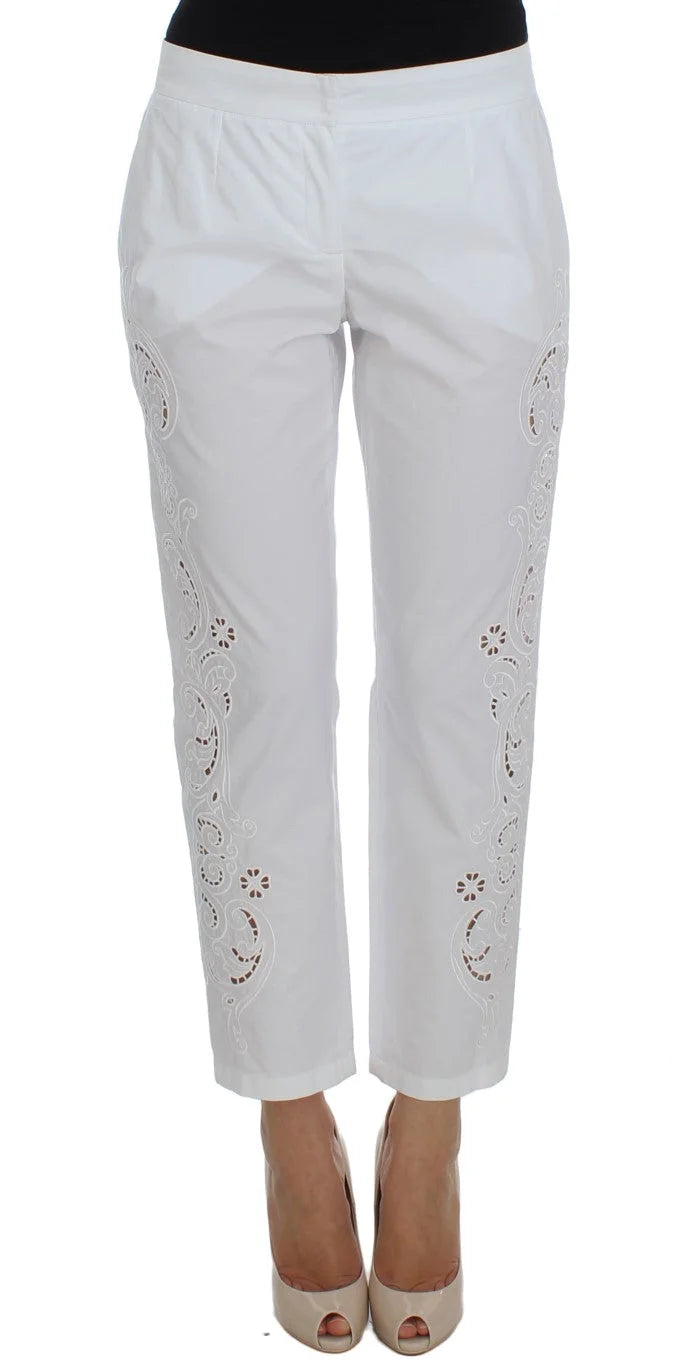 Dolce & Gabbana White Floral Cutout Dress Sicily Pants - Trousers