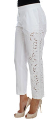 Dolce & Gabbana White Floral Cutout Dress Sicily Pants - Trousers