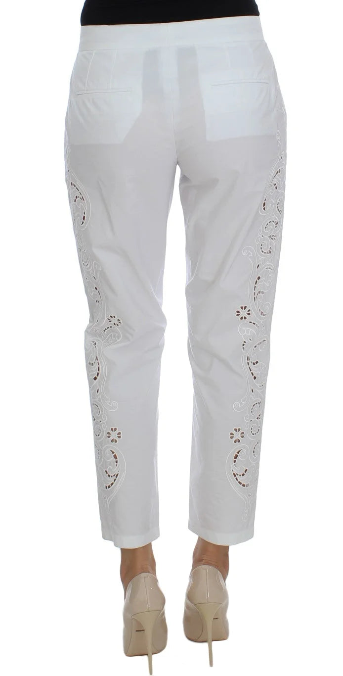 Dolce & Gabbana White Floral Cutout Dress Sicily Pants - Trousers