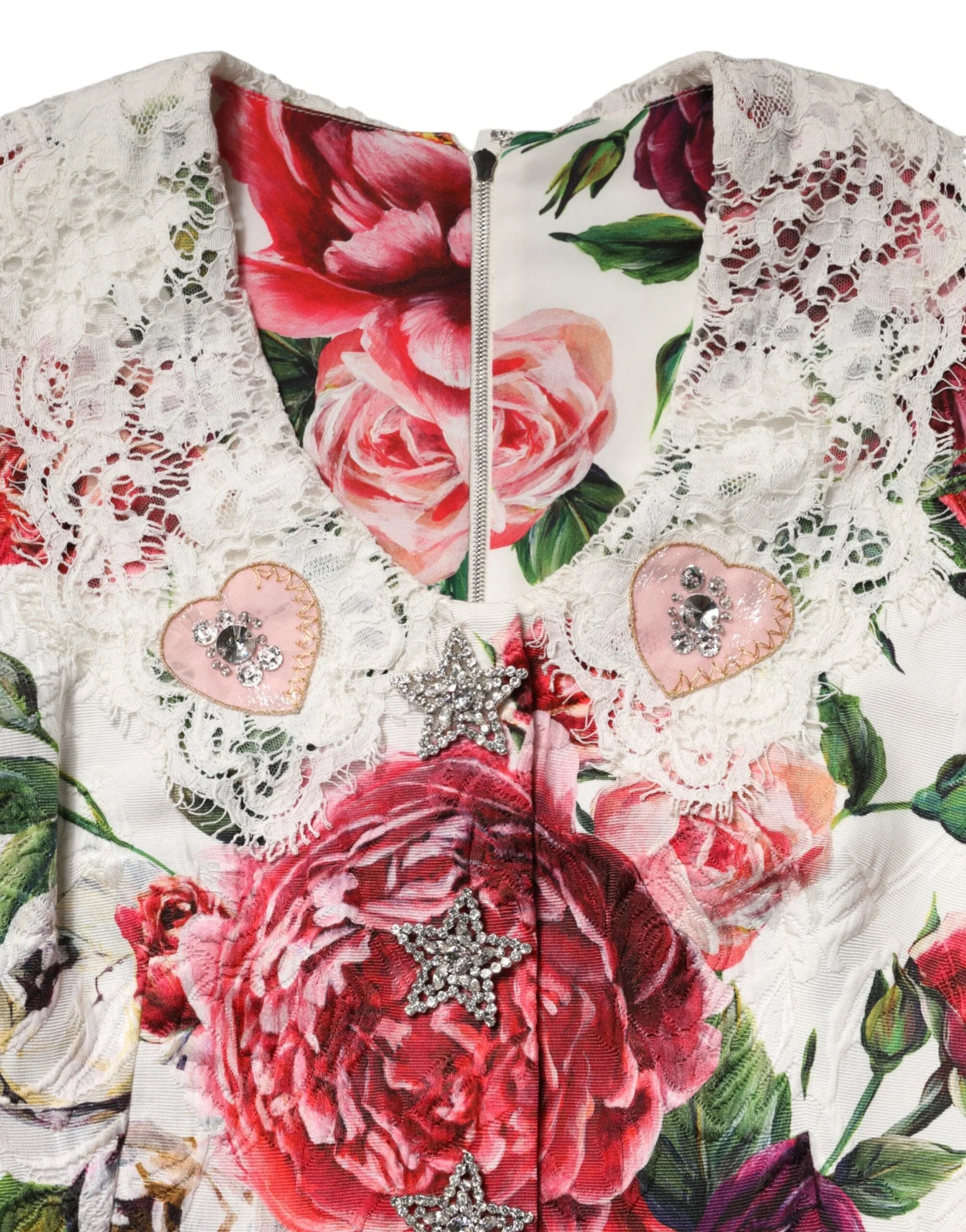 Dolce & Gabbana White Floral Embellished Sheath Mini Dress - IT36|XXS