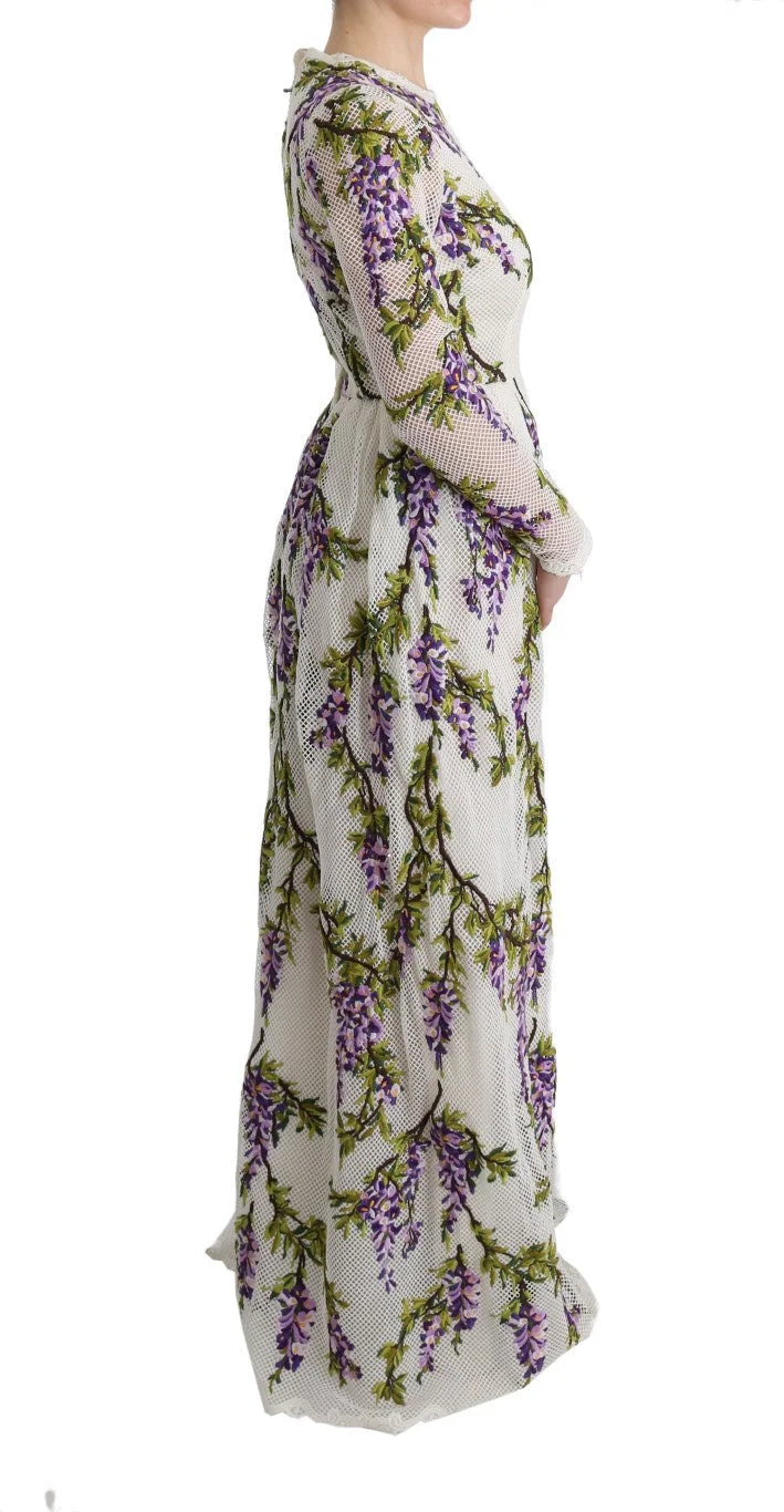 Dolce & Gabbana White Floral Embroidered Maxi Dress - IT40|S - Dresses