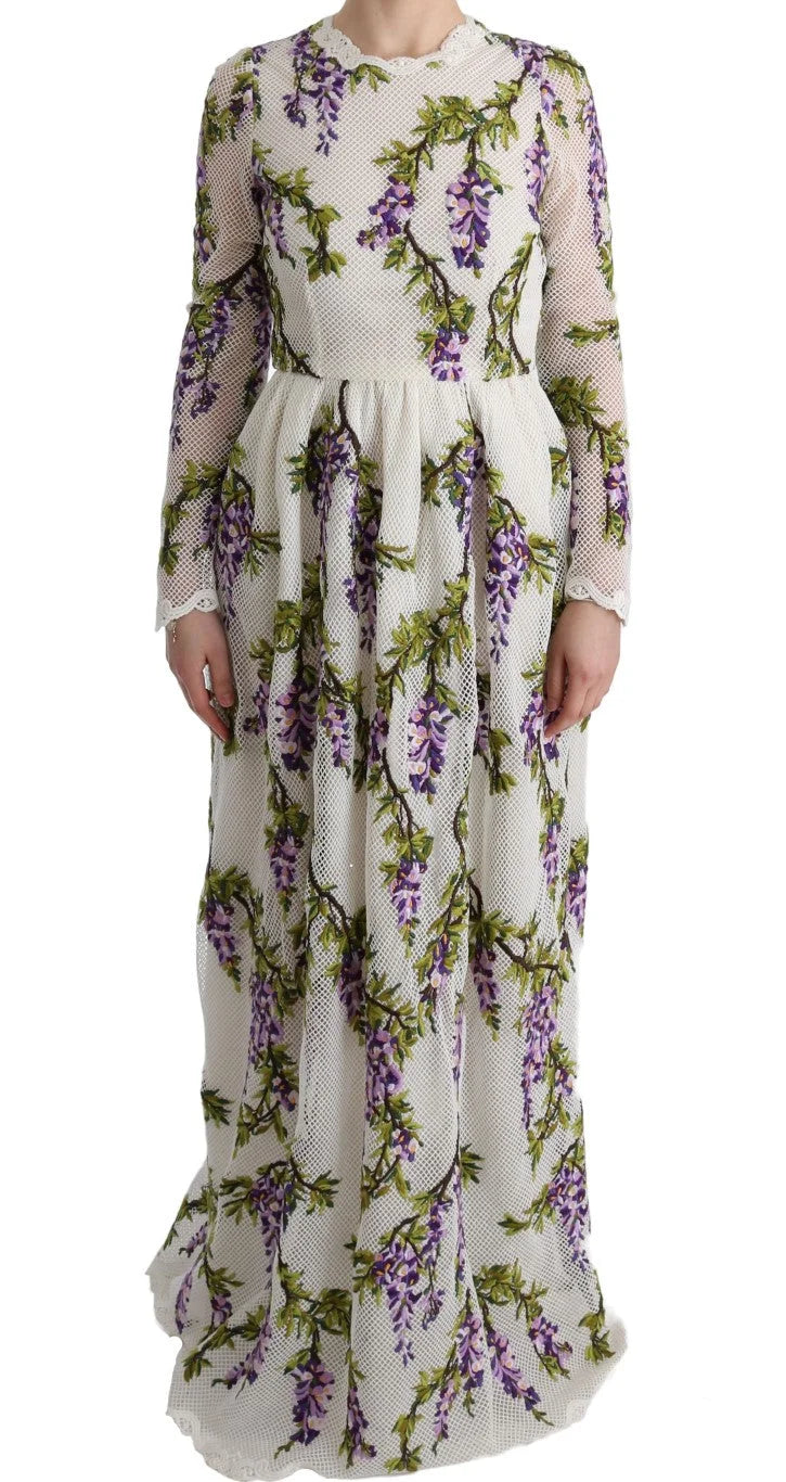 Dolce & Gabbana White Floral Embroidered Maxi Dress - IT40|S - Dresses