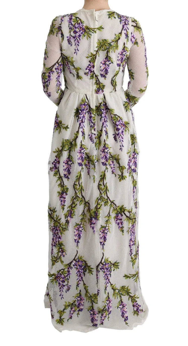Dolce & Gabbana White Floral Embroidered Maxi Dress - IT40|S - Dresses