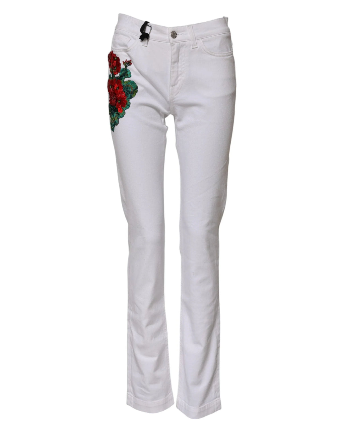 Dolce & Gabbana White Floral Embroidery GIRLY Denim Jeans - IT38 | XS - Jeans