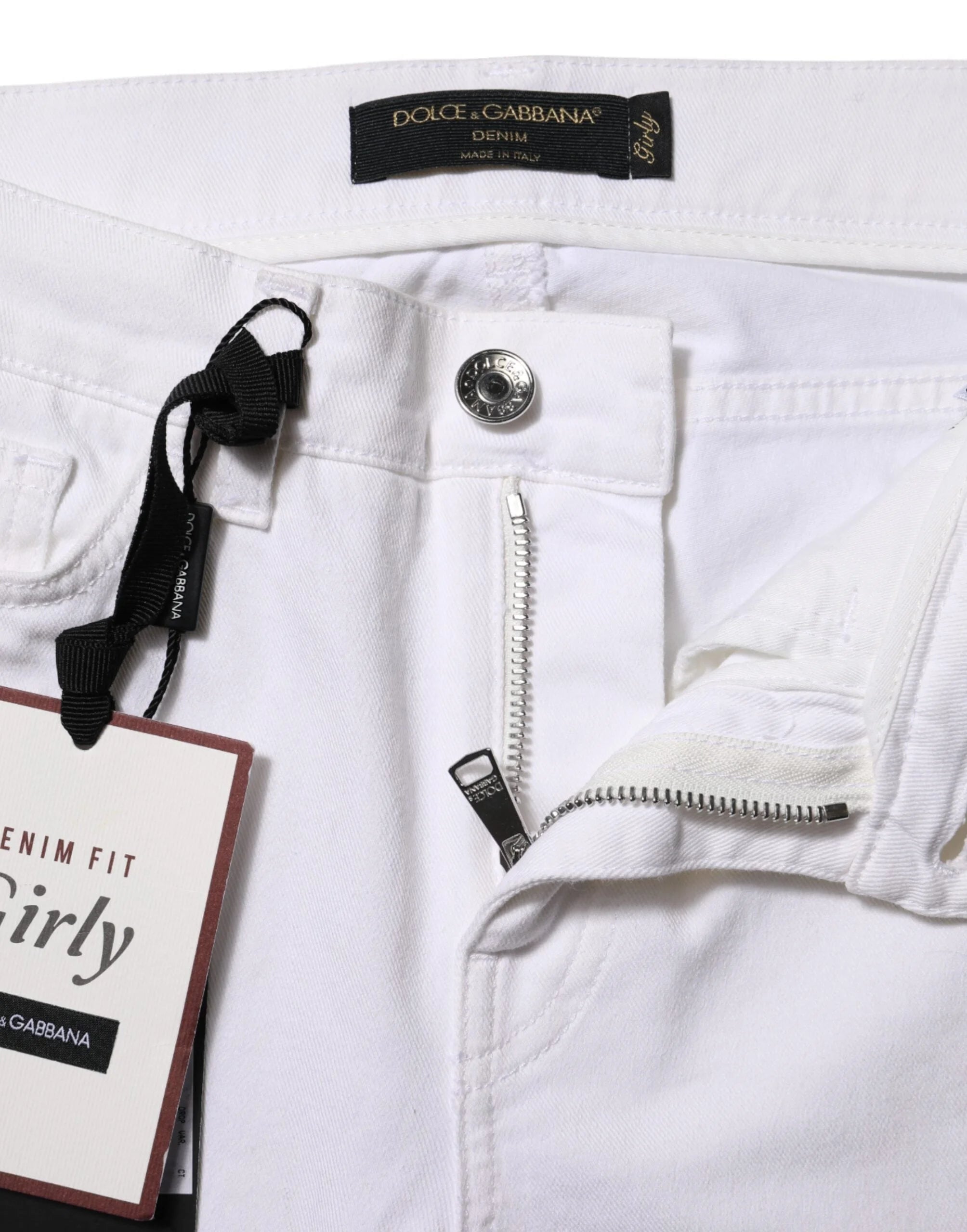 Dolce & Gabbana White Floral Embroidery GIRLY Denim Jeans - IT38 | XS - Jeans