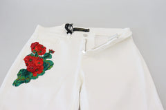 Dolce & Gabbana White Floral Embroidery Skinny Denim Jeans - IT42|M - Jeans