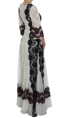 Dolce & Gabbana White Floral Lace Full Length Gown Dress - IT38|XS - Dresses