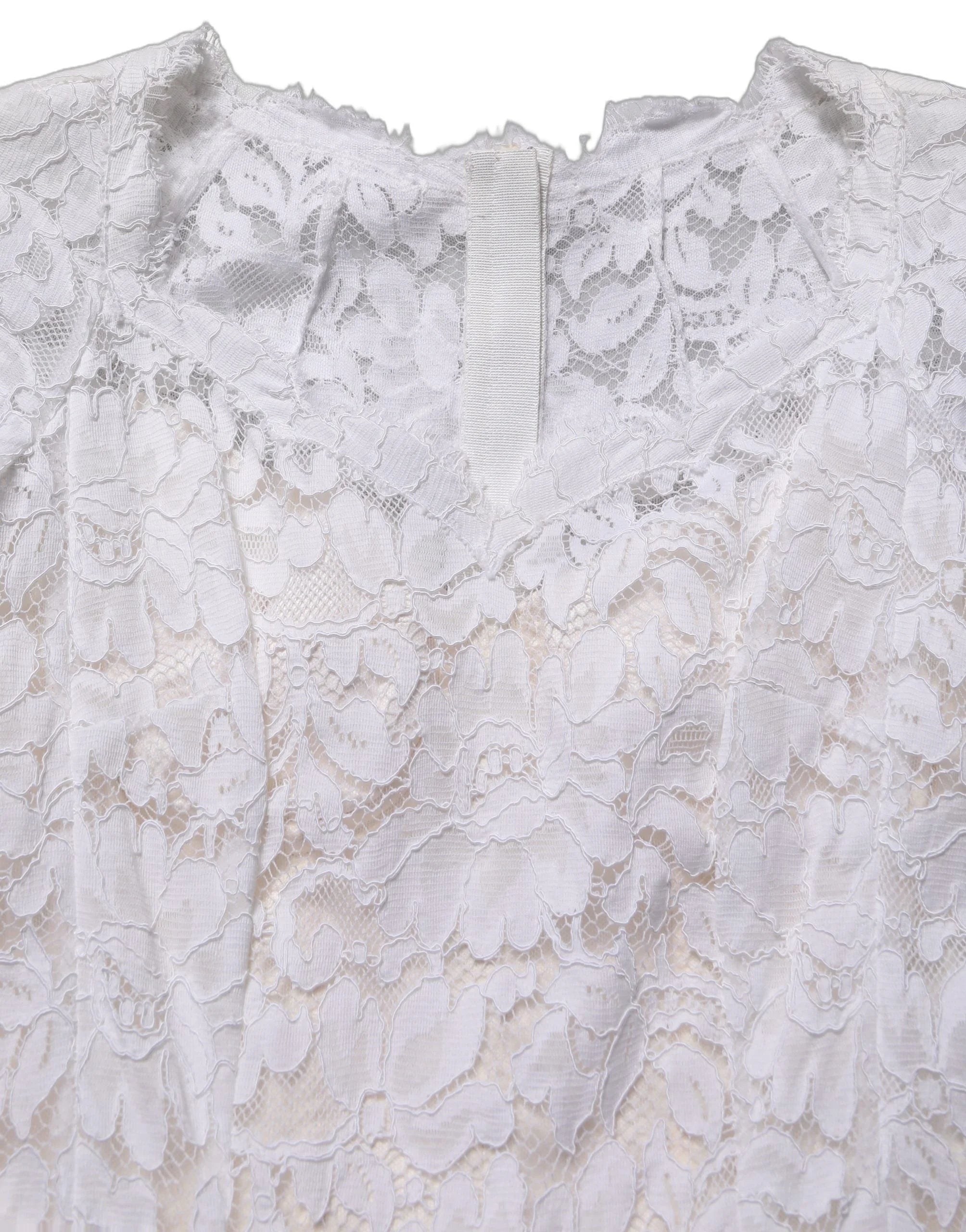Dolce & Gabbana White Floral Lace Mermaid Long Gown Dress - IT36|XXS