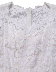 Dolce & Gabbana White Floral Lace Mermaid Long Gown Dress - IT36|XXS