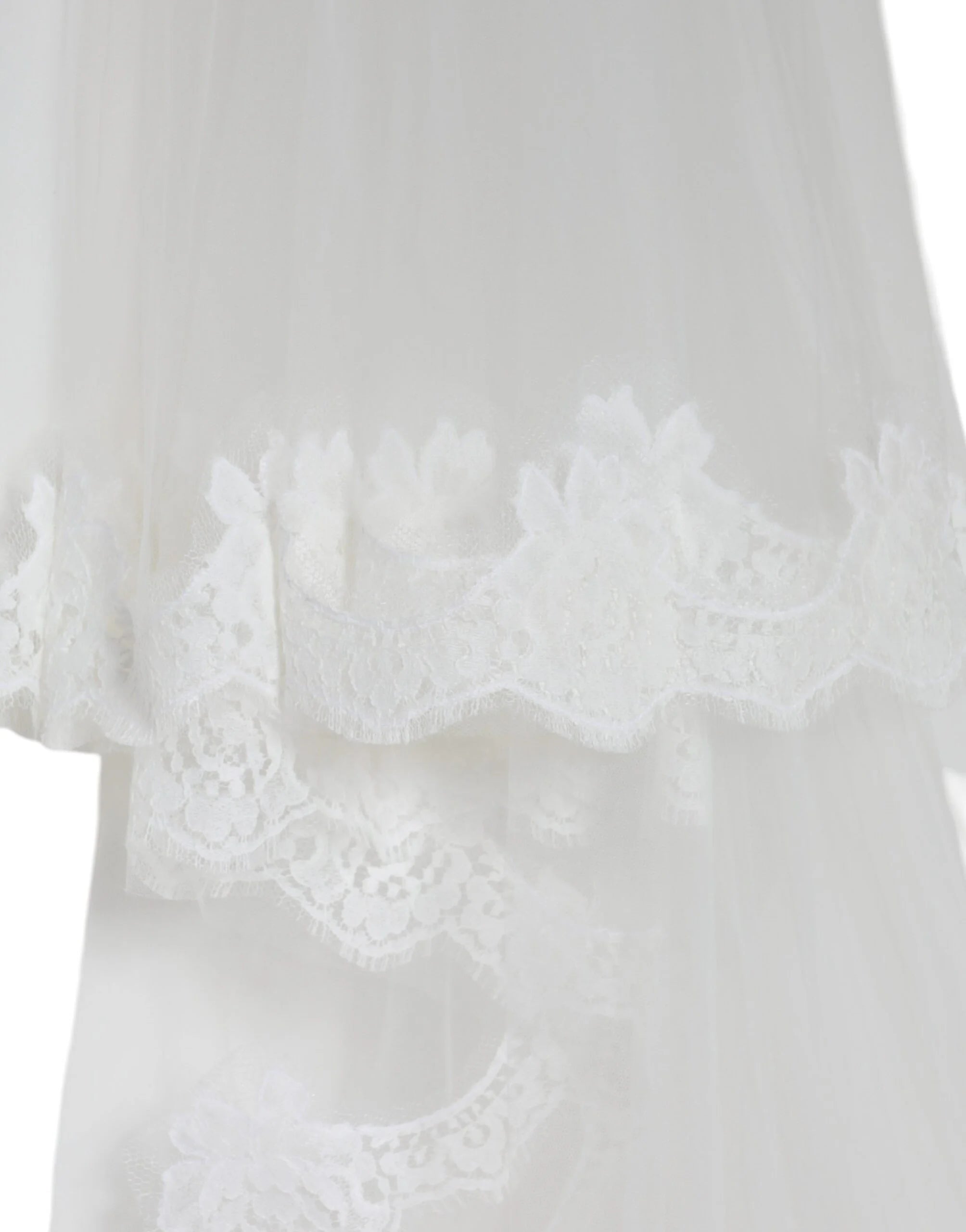 Dolce & Gabbana White Floral Lace Nylon Floor Length Wedding Veil - Bridal Accessories
