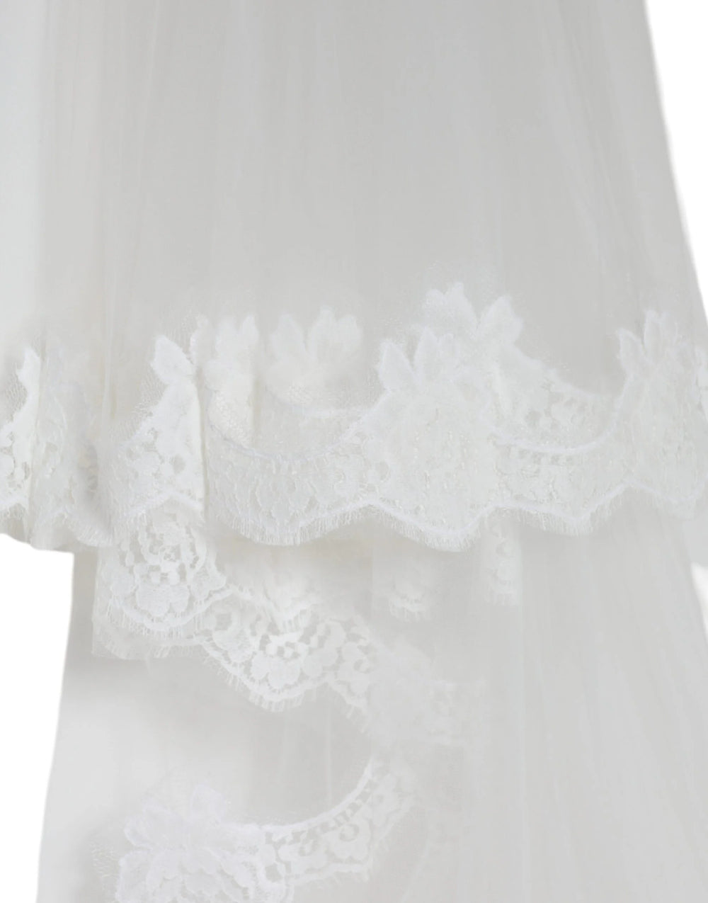 Dolce & Gabbana White Floral Lace Nylon Floor Length Wedding Veil - Bridal Accessories