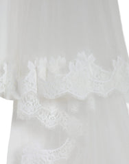 Dolce & Gabbana White Floral Lace Nylon Floor Length Wedding Veil - Bridal Accessories